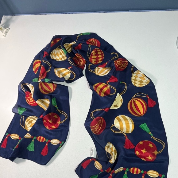 🎄Scarf Christmas Ornaments Print 100% Silk - Picture 7 of 10